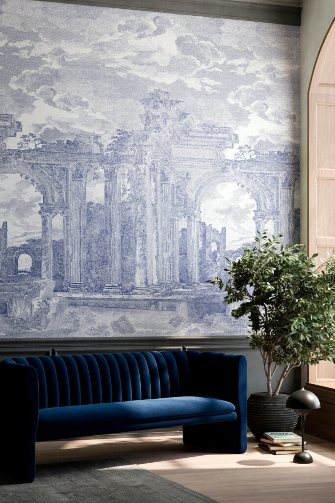 Arte Sculptura Rovine behang in kleur Denim Blue (42561) - Interieur impressie