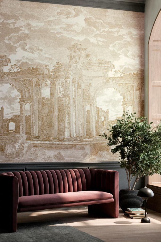 Arte Sculptura Rovine behang in kleur Toffee (42562) - Interieur impressie