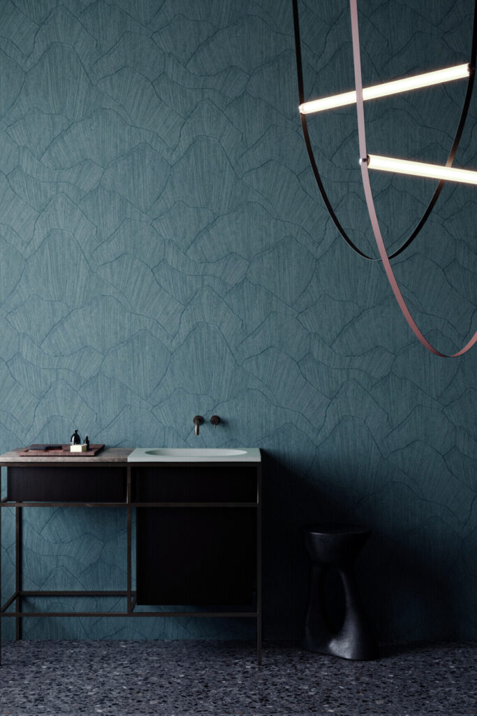 Arte Sculptura Shards behang in kleur Petrol (42500) - Interieur impressie