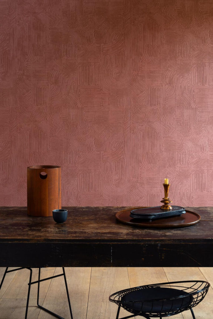 Arte Tali Tamba behang in kleur Burgundy (60728) - Interieur impressie