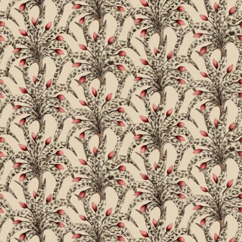 Cole & Son x Ardmore Afrika Damask behang 129-5017. Organisch damastontwerp, handgeschilderd en geïnspireerd op Afrikaanse keramiek.