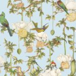 bloemen en vogel behang van Cole and Son Baobab Botanica 129-2007 sky blue kleur