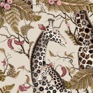 Cole and Son Royal Giraffe 129-3012 in de stone en Mulberry kleur