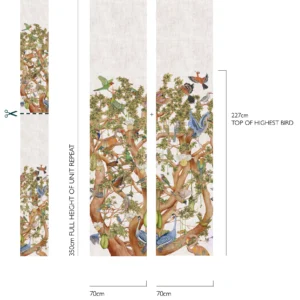 Een luxe design met baobab, flora en fauna, handgeschilderd en rijk aan detail. afmeeting