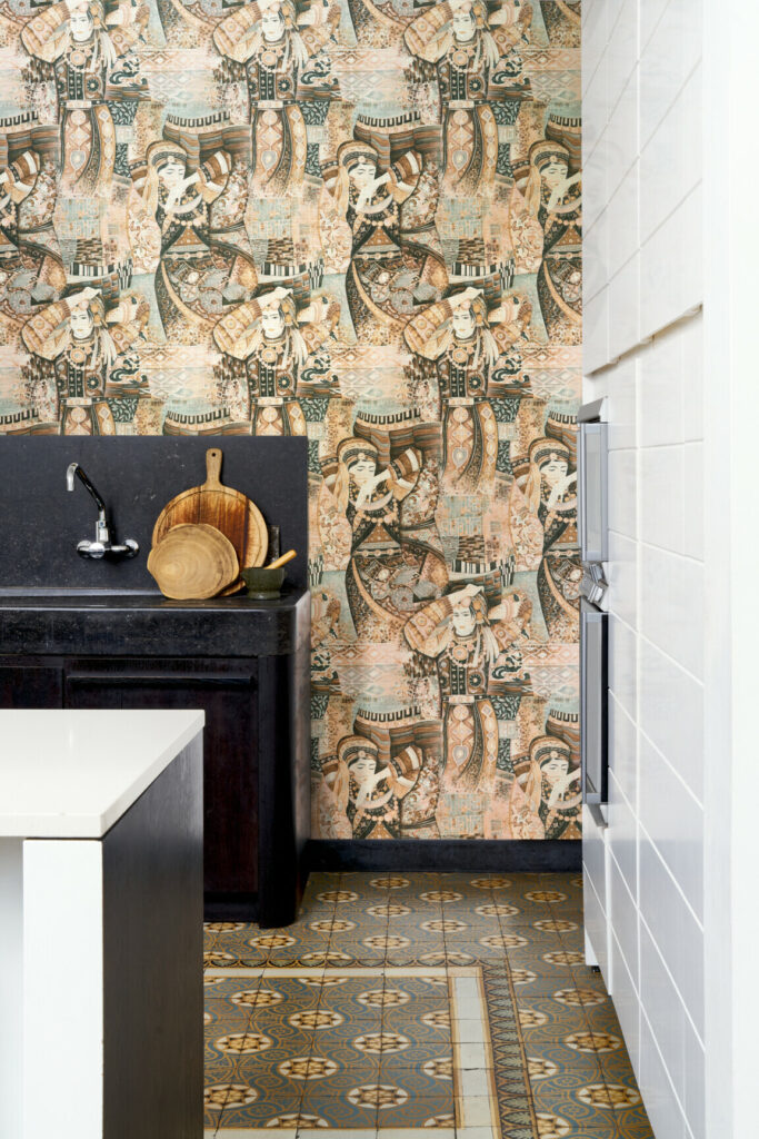 Arte Decors panoramiques Odisha dance behang in kleur Pure Cashmere (97640) - Interieur impressie