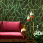 Arte Decors panoramiques Bird of paradise behang in kleur Emerald (97572) - Interieur impressie