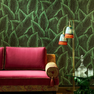 Arte Decors panoramiques Bird of paradise behang in kleur Emerald (97572) - Interieur impressie