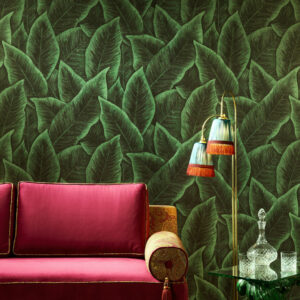 Arte Decors panoramiques Bird of paradise behang in kleur Emerald (97572) - Interieur impressie