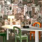 Arte Decors panoramiques Citta di castello behang in kleur Sepia (97681) - Interieur impressie