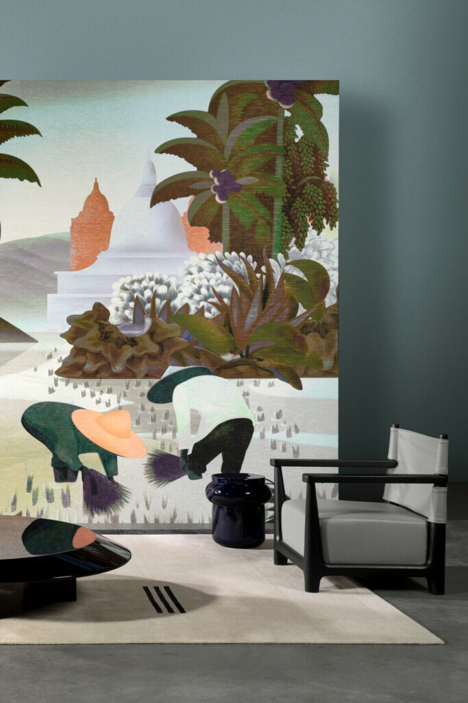 Arte Decors panoramiques Hills of sapa behang in kleur Dawn (97591) - Interieur impressie