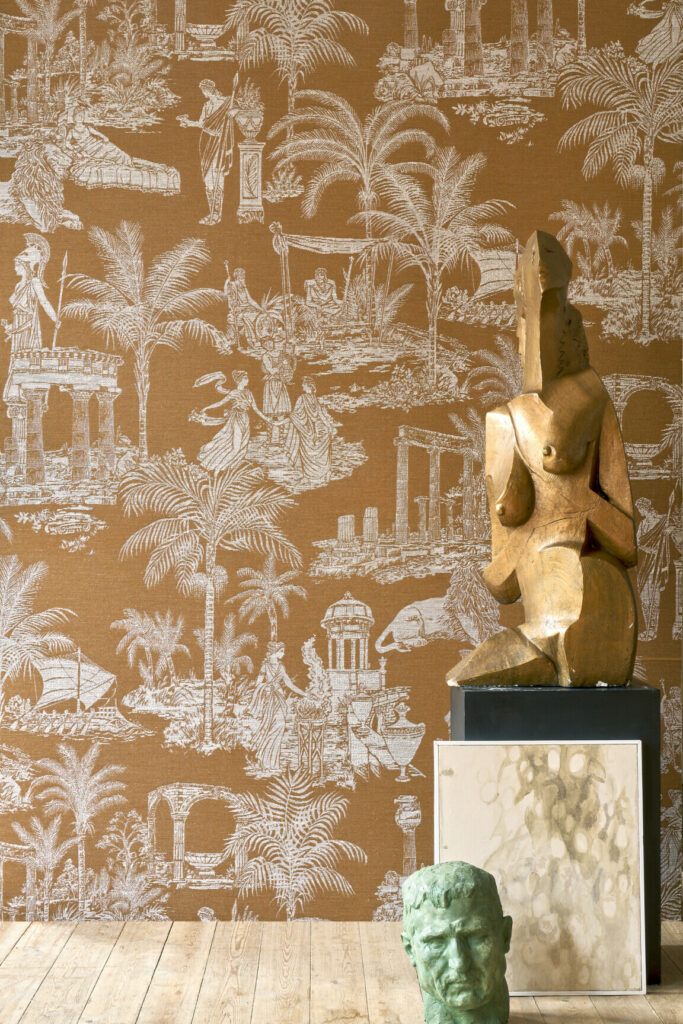 Arte Decors panoramiques Mythologie grecque behang in kleur Marigold (97621) - Interieur impressie