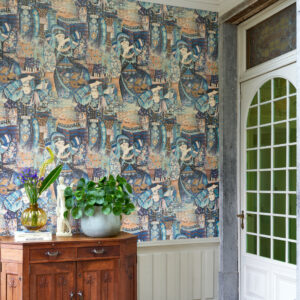 Arte Decors panoramiques Odisha dance behang in kleur Indigo Myth (97642) - Interieur impressie