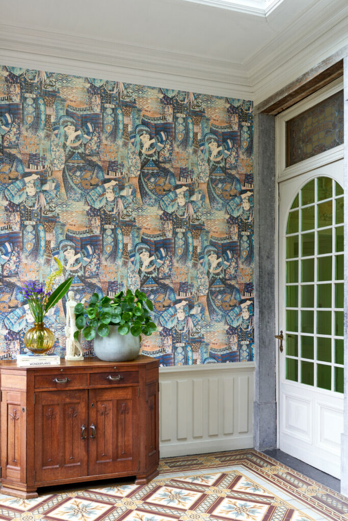 Arte Decors panoramiques Odisha dance behang in kleur Indigo Myth (97642) - Interieur impressie