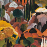 Arte Decors panoramiques Allombra dei cipressi behang in kleur Morning Glow (97500) - Product close-up