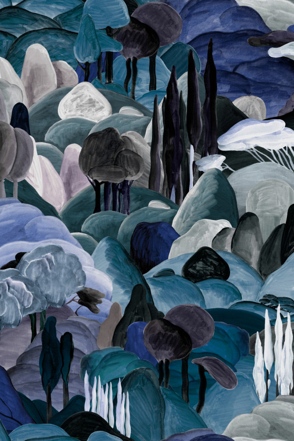 Arte Decors panoramiques Allombra dei cipressi behang in kleur Midnight Dream (97502) - Product close-up