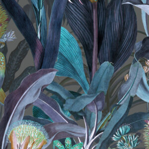 Arte Decors panoramiques Blooming pineapple behang in kleur Peacock (97600) - Product close-up