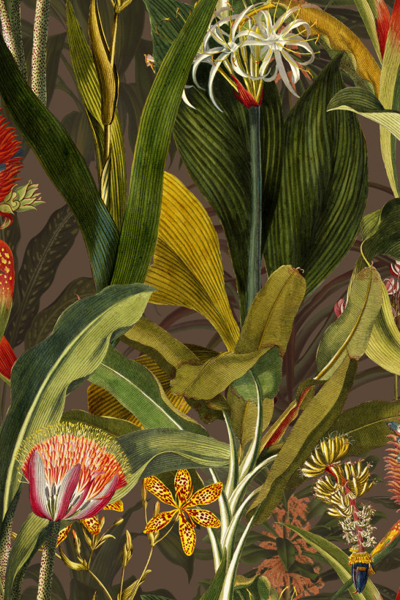 Arte Decors panoramiques Blooming pineapple behang in kleur Cardinal (97601) - Product close-up