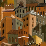 Arte Decors panoramiques Citta di castello behang in kleur Terracotta (97680) - Product close-up