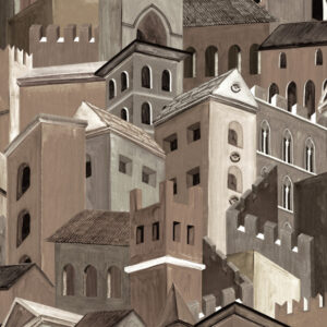 Arte Decors panoramiques Citta di castello behang in kleur Sepia (97681) - Product close-up