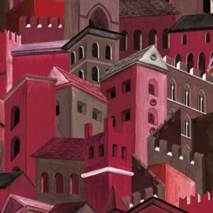Arte Decors panoramiques Citta di castello behang in kleur Framboise (97682) - Product close-up