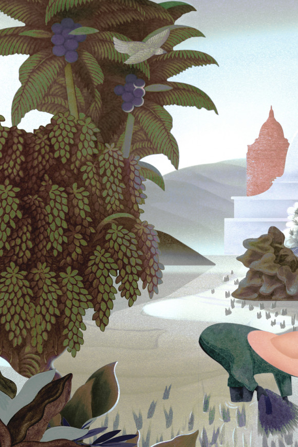 Arte Decors panoramiques Hills of sapa behang in kleur Dawn (97591) - Product close-up