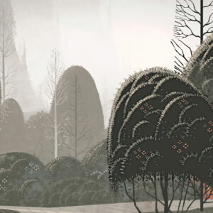 Arte Decors panoramiques Le jardin mystique behang in kleur Dove (97551) - Product close-up