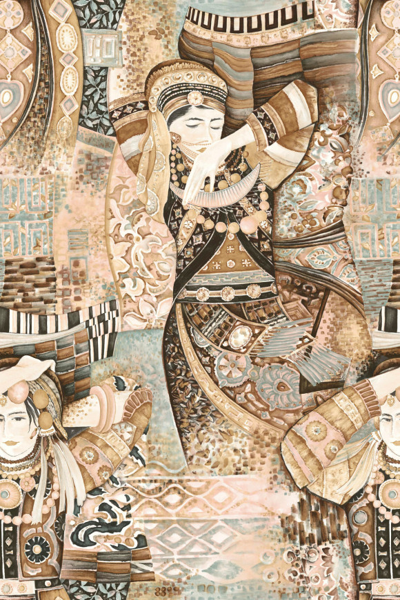 Arte Decors panoramiques Odisha dance behang in kleur Pure Cashmere (97640) - Product close-up