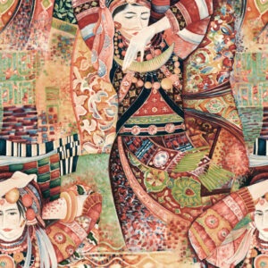 Arte Decors panoramiques Odisha dance behang in kleur Red Rhapsody (97641) - Product close-up