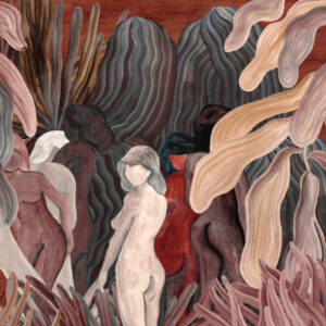 Arte Decors panoramiques Secret silhouettes behang in kleur Saffron (97720) - Product close-up