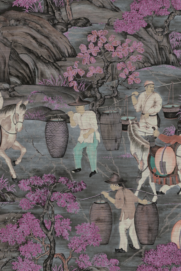 Arte Decors panoramiques Toile de tibet behang in kleur Pink Blossom (97690) - Product close-up