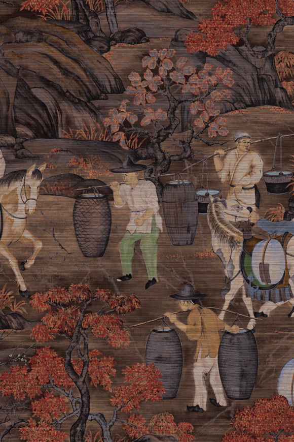 Arte Decors panoramiques Toile de tibet behang in kleur Rust (97691) - Product close-up