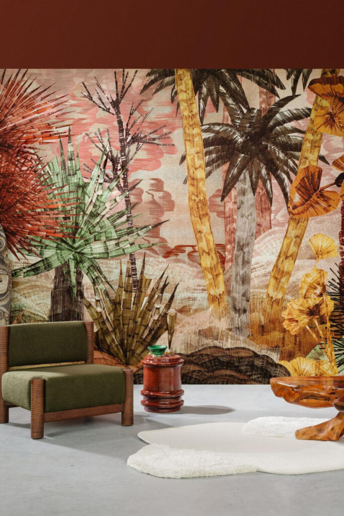 Arte Decors panoramiques Yasuni behang in kleur Rhubarb Flora (97800) - Interieur impressie