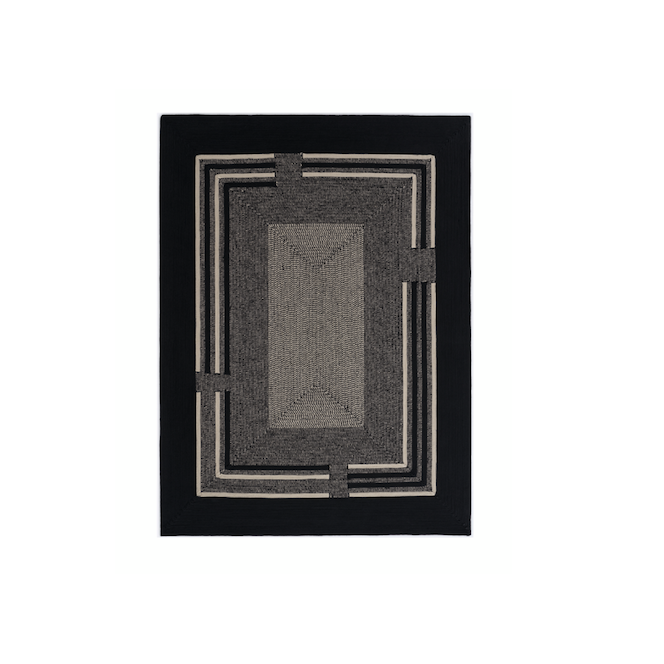 Product weergave van langwerpig zwart outdoor vloerkleed: Elitis-Disco-Black TA-113-80-05