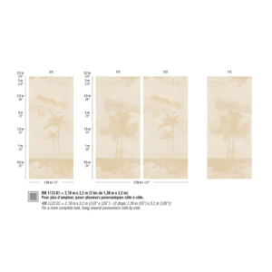 Patroon van het Panorama behang van palmbomen: Elitis Ecume Palmeraie met fijne structuur RM 1123-01