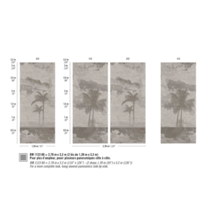 patroon van het Panorama behang van palmbomen: Elitis Ecume Palmeraie met fijne structuur RM 1123-80