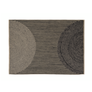 Product weergave van langwerpig zwart outdoor vloerkleed met halve cirkels : Elitis-Holiday-Black TA-116-82-04PP