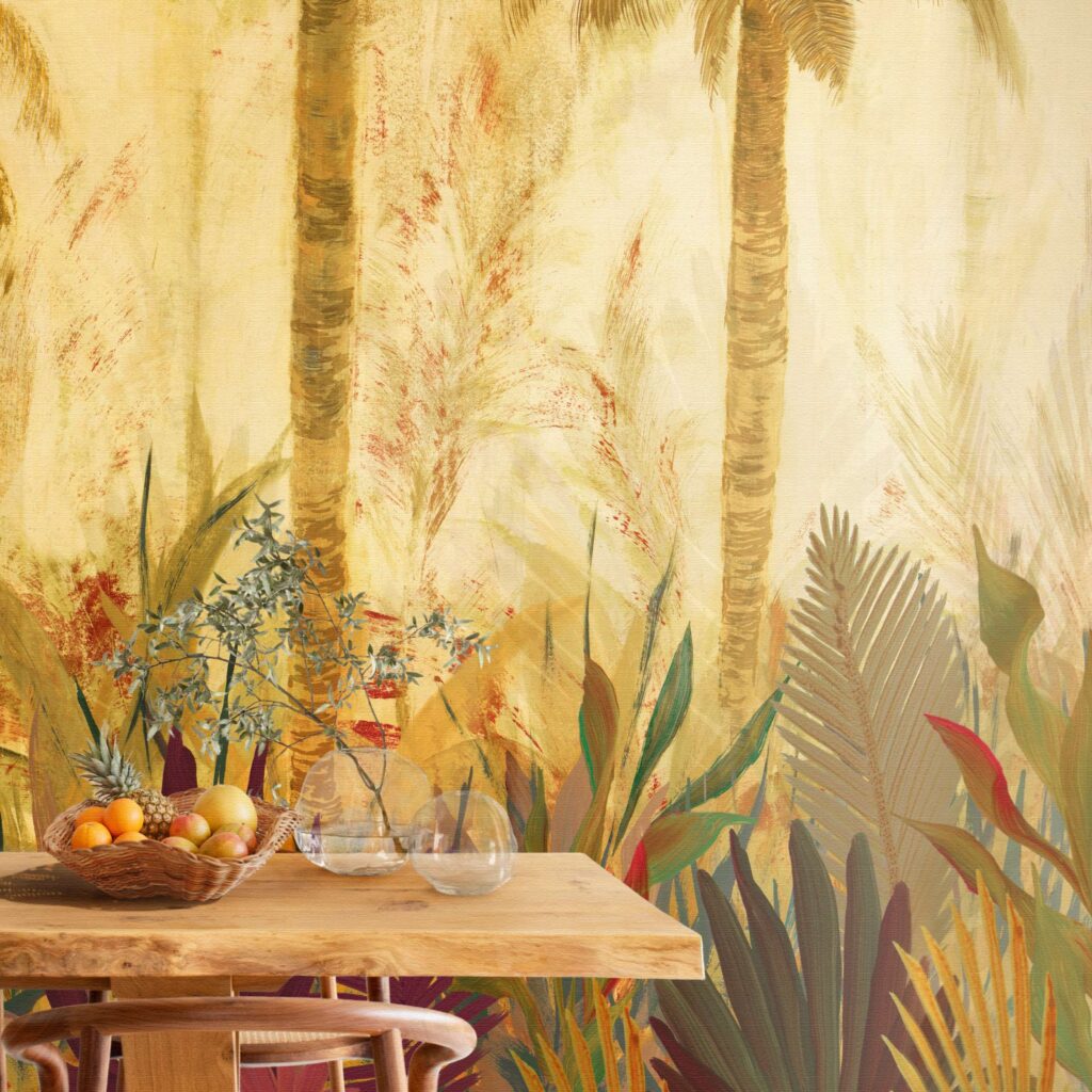 Elitis Marr La Caravelle VP 1047-02 Où se promène Ève panorama behang interieur weergave