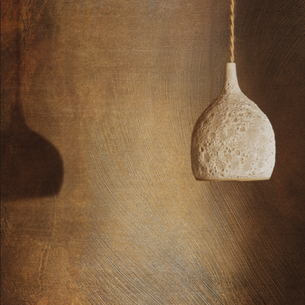 wand beplakt met Lanzarote Palazzo panorama behang VP 1032-01 van Elitis, koper metaal wand