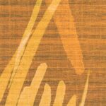 Detail van Nosara van Elitis: een goudkleurige voorstelling van een landschap