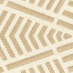 Detail van behang: Elitis Origine Epi, linnen behang met geborduurd wieber patronen in beige en wit