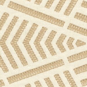 Detail van behang: Elitis Origine Epi, linnen behang met geborduurd wieber patronen in beige en wit