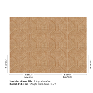 Patroon van handgemaakt roest rood raffia behang Elitis Origine Iranja RM 1108-35