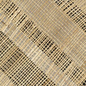 Muur met het beige abaca behang met een geometrisch wieber patroon: Elitis Origine Trenza RM 1115-08- behang