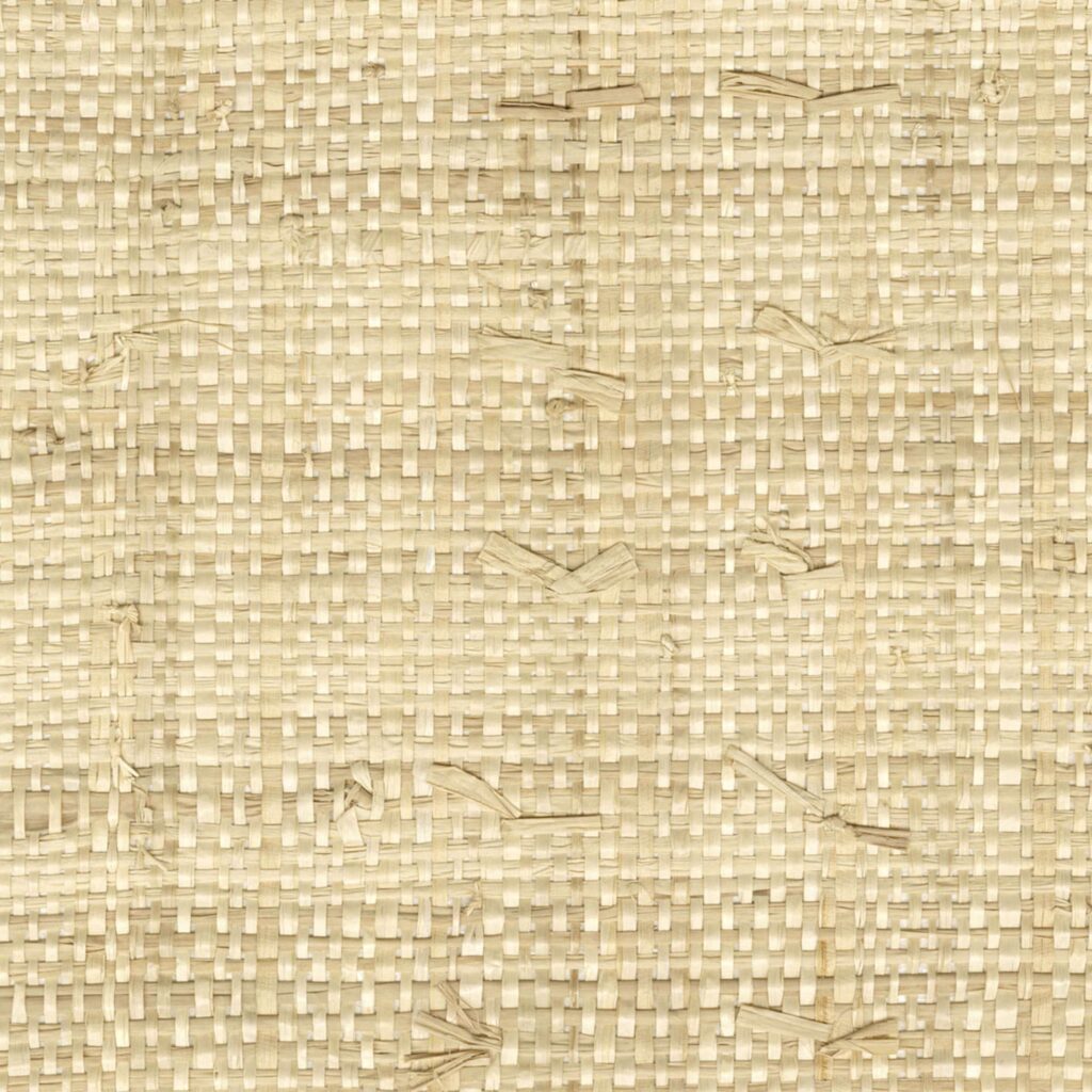 Detail van handgemaakt beige raffia behang Elitis Origine Iranja RM 1108-02