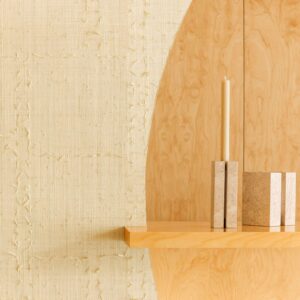 Muur met een beige raffia behang Elitis Origine Iranja RM 1108-02