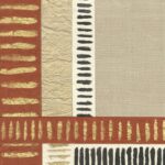 Zijdebehang Pamir Shariz met een blokpatroon van Elitis in rood, beige en goud