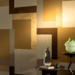 Wand met Zijdebehang Pamir Zenith RM 1127-02 met een goudkleurig blokpatroon