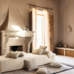 Interieur weergave van Outdoor vloerkleed Kalahari Sable van Elitis TA 140-03-10