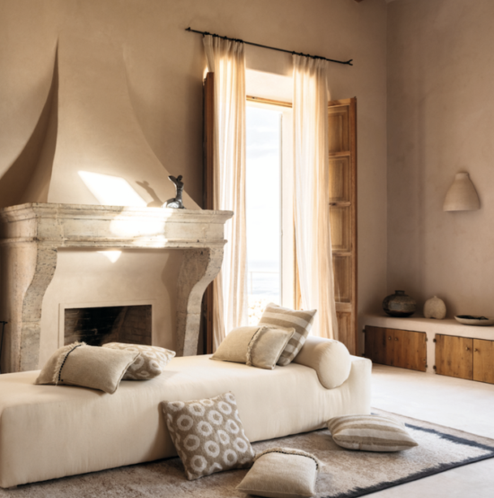 Interieur weergave van Outdoor vloerkleed Kalahari Sable van Elitis TA 140-03-10