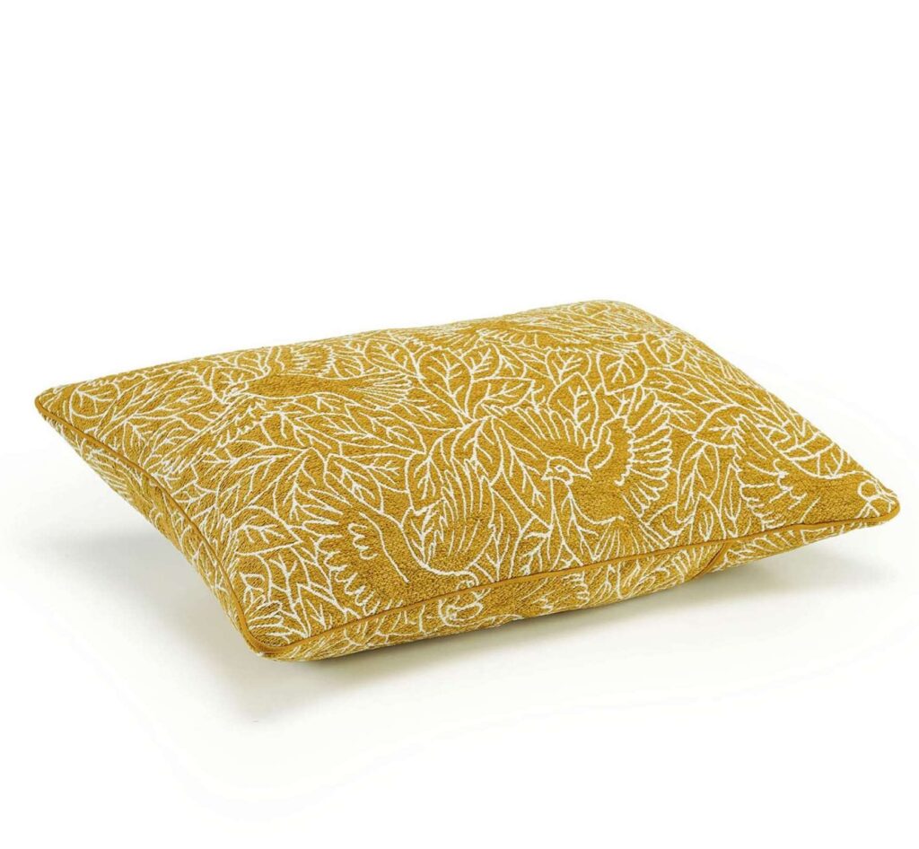 Sierkussen Elitis casoar-co-268-22-02 Miel met vogel patroon